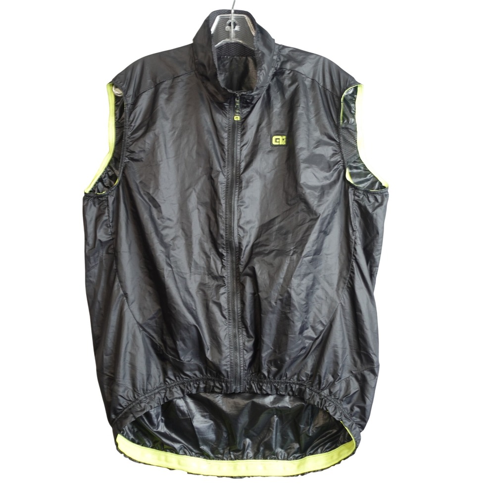 Ale Cycling Wind Vest Mens XXL Black Neon Yellow Gilet High‎ Vis Mesh Back Italy